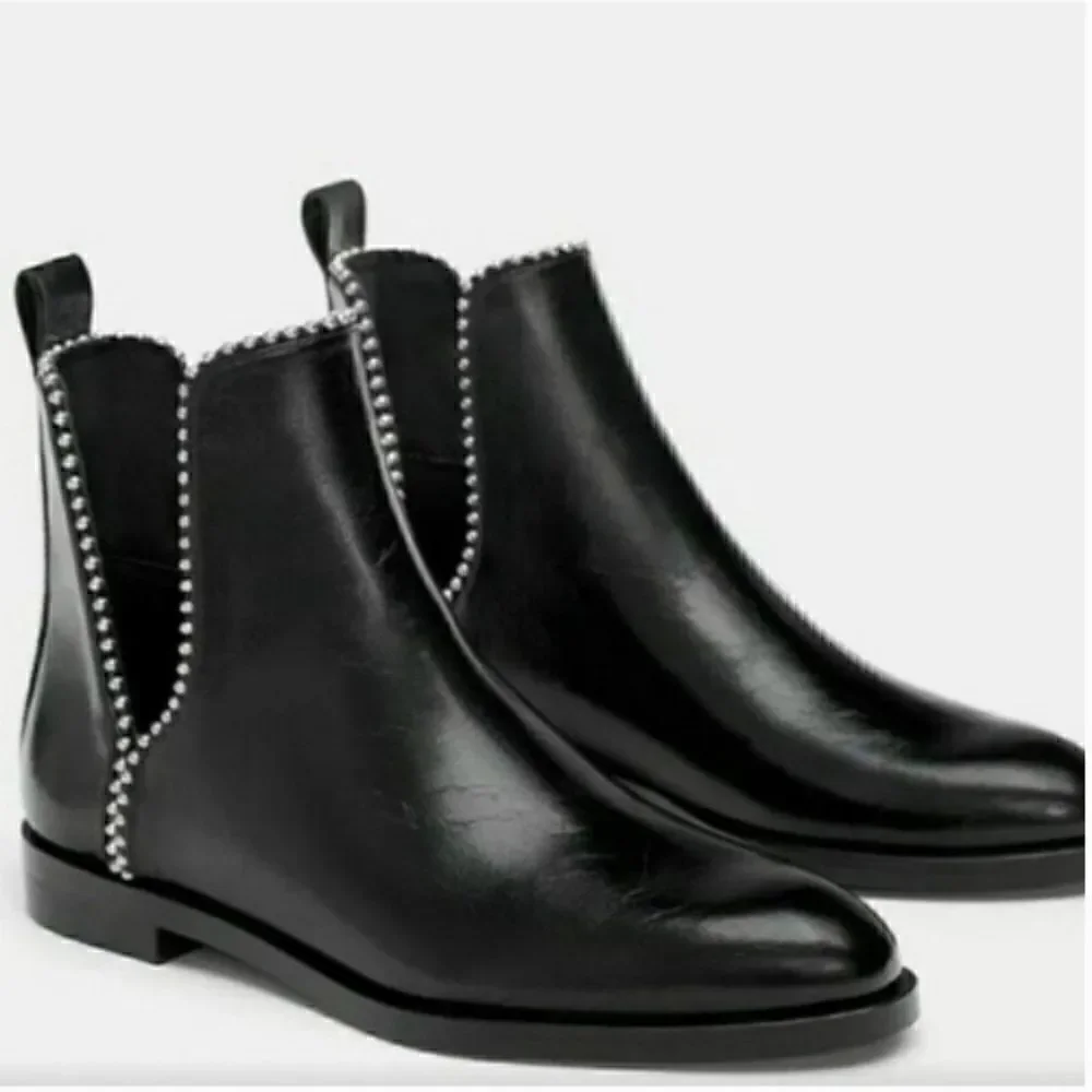 Zara Black Studded Boots